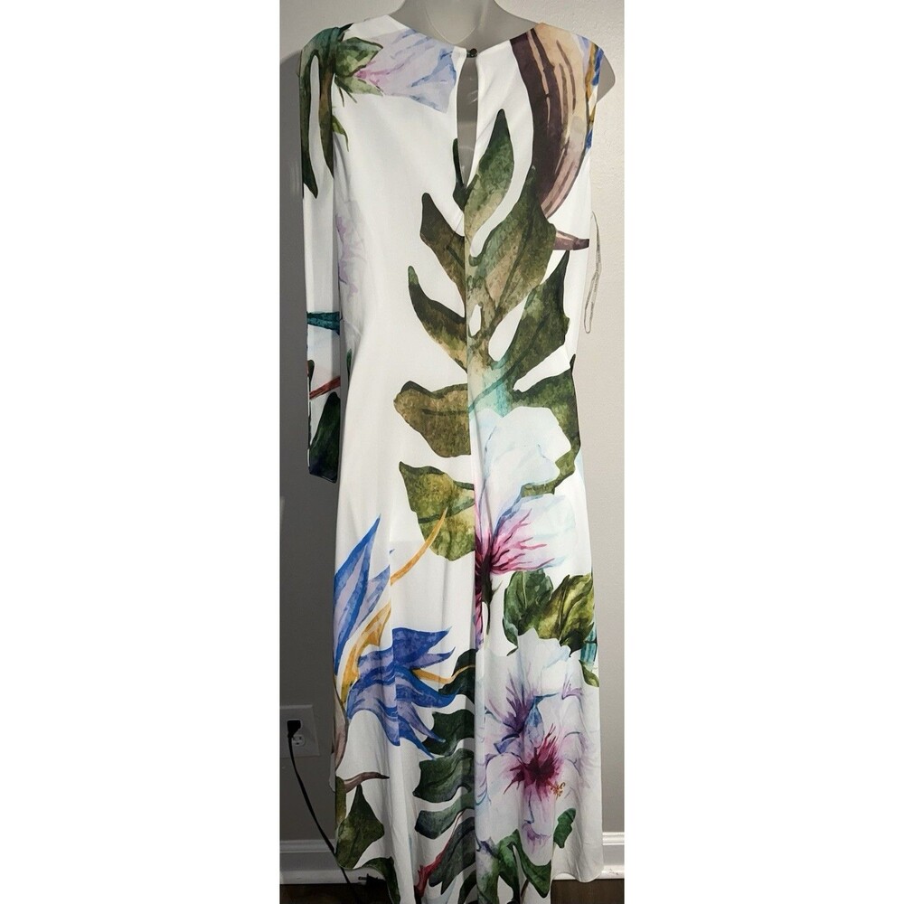 Frank Lyman Tropical Floral Maxi Dress Sz 8 High Low Chiffon Wedding Guest - Picture 2 of 11
